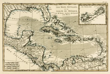 Antillit ja Meksikonlahti Guillaume Raynalin (1713-96) teoksesta Atlas de Toutes les Parties Connues du Globe Terrestre, Geneve, 1780